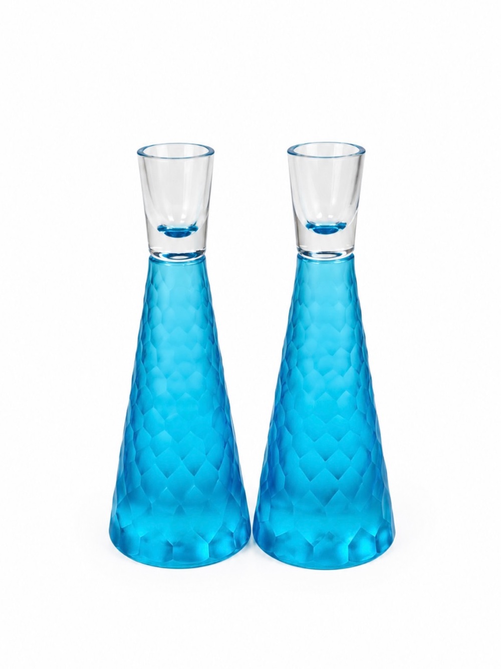 Artland Presscott Aqua Crystal Candlestick Holders - Set of 2 with Original Box
